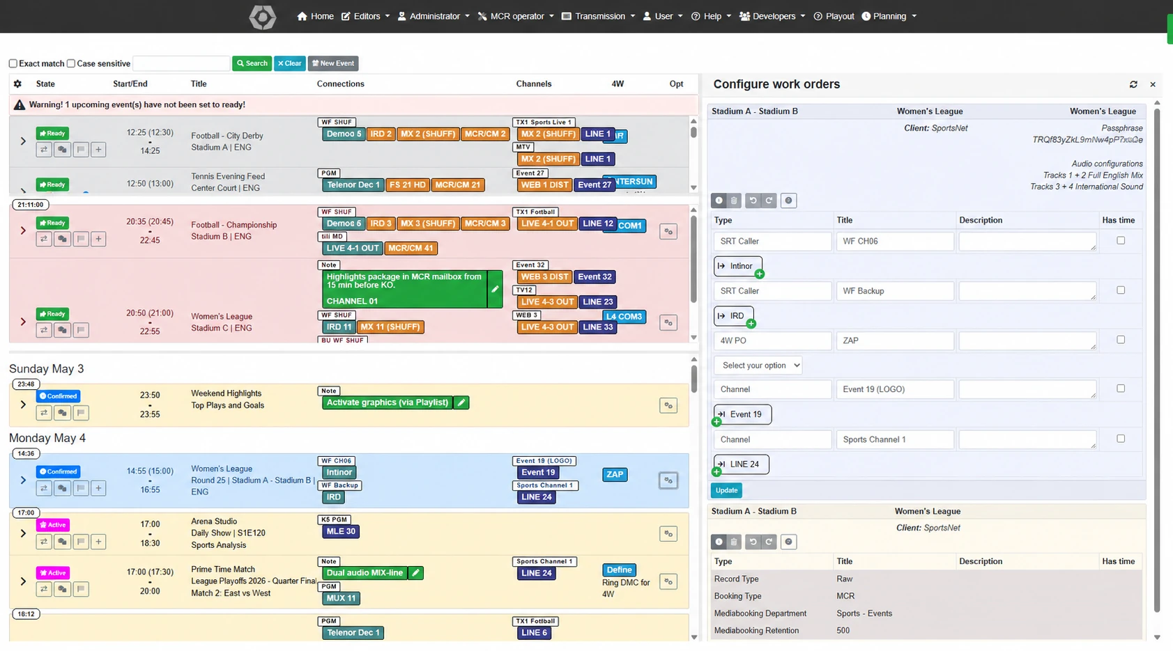 MCR operator event workflow and routing overview